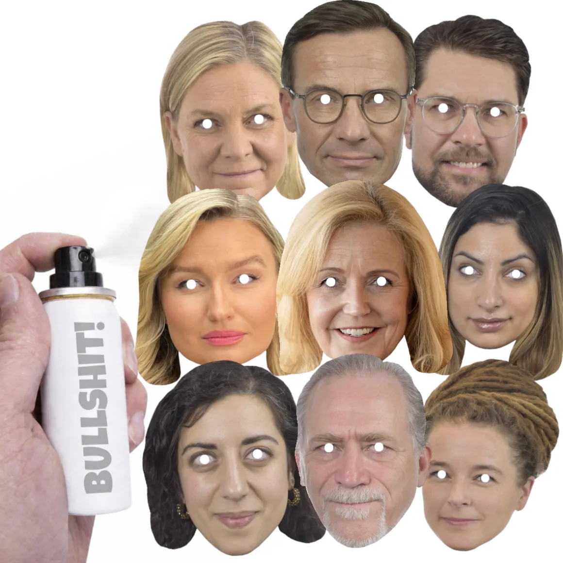 Pappmasker, partiledarkit