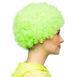 Peruk, curly neon grön