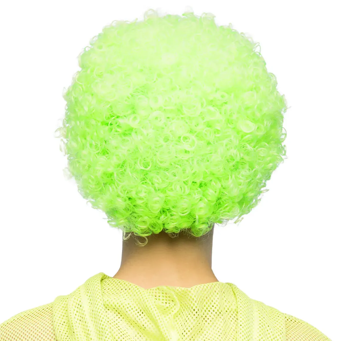 Peruk, curly neon grön
