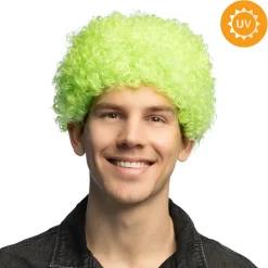 Peruk, curly neon grön