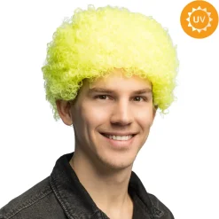 Peruk, curly neon gul