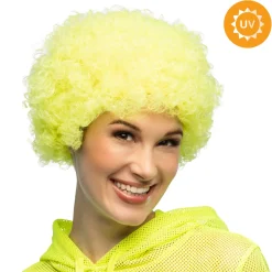 Peruk, curly neon gul