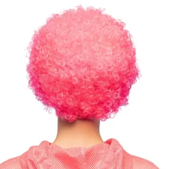 Peruk, curly neon rosa