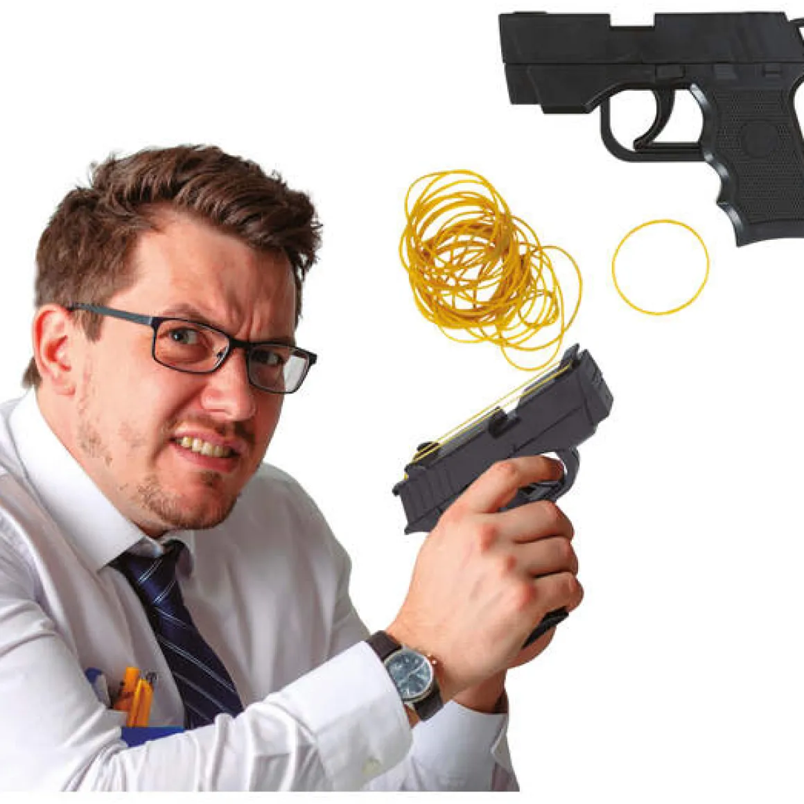 Pistol med gummisnoddar, 17 cm
