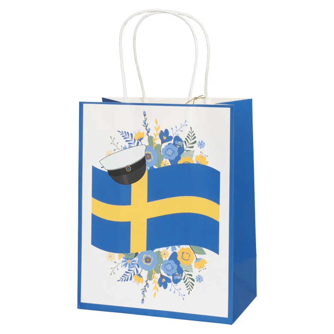 Presentpåse, svenska flaggan 18x32 cm