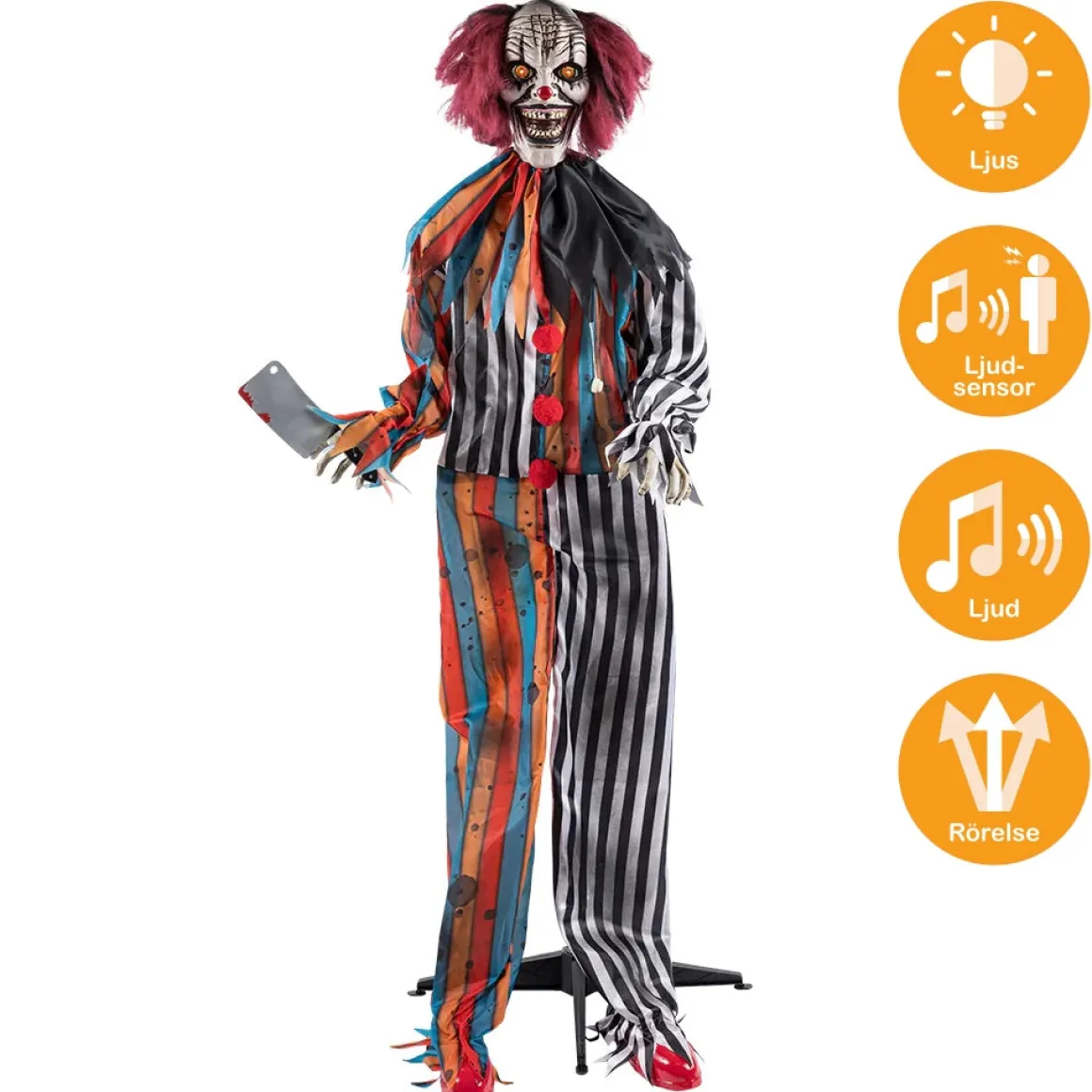 Prop animerad, clown butcher 175 cm