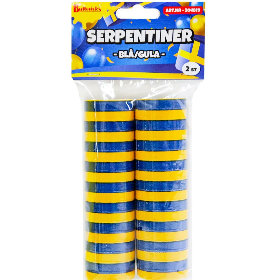 Serpentiner, blå/gul 2 st