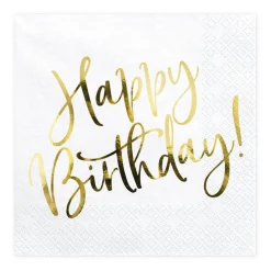 Servetter, happy birthday guld 20 st