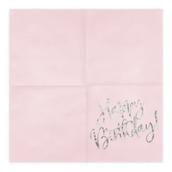 Servetter, happy birthday ljusrosa 20 st