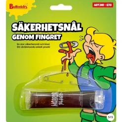 Säkerhetsnål genom fingret