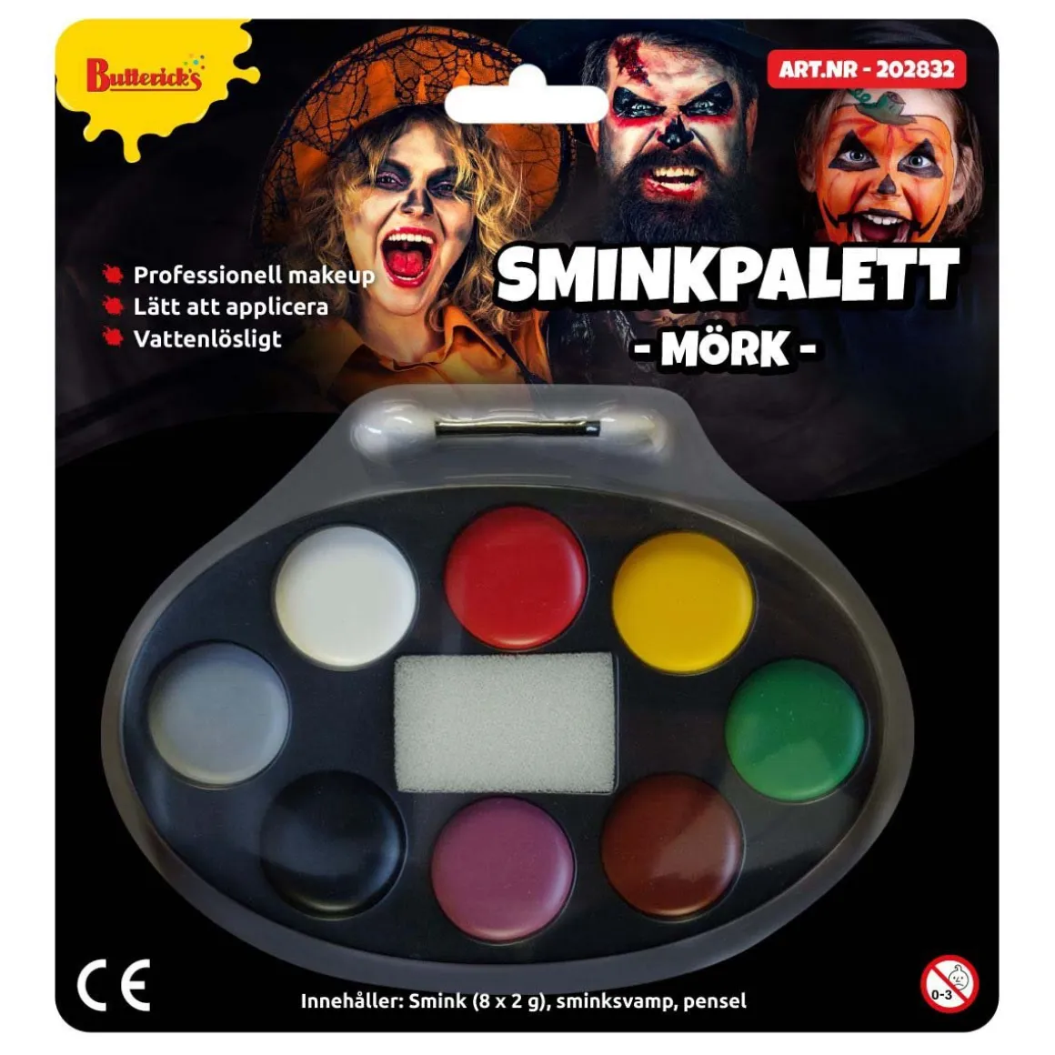 Sminkpalett, 8 färger mörk
