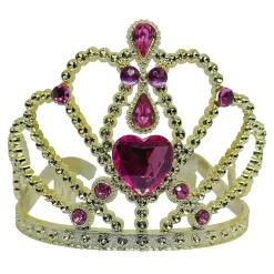 Tiara, guld med cerise hjärta
