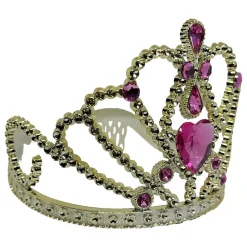 Tiara, guld med cerise hjärta