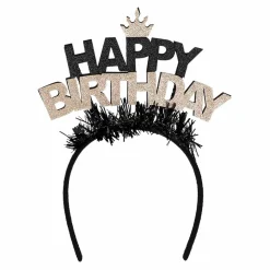 Tiara, happy birthday guld/svart