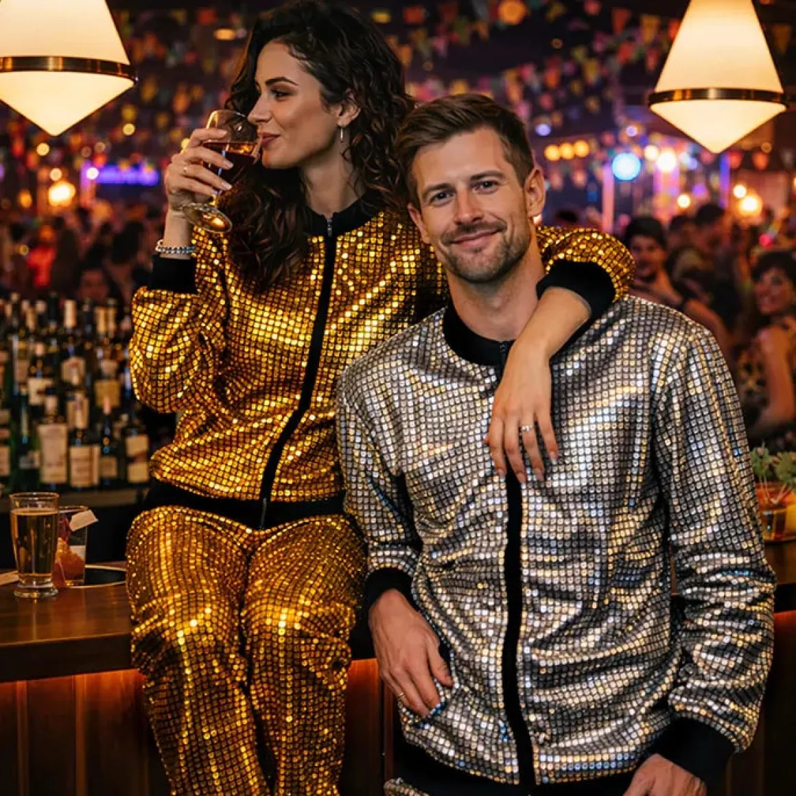 Träningsoverall, disco diamond guld