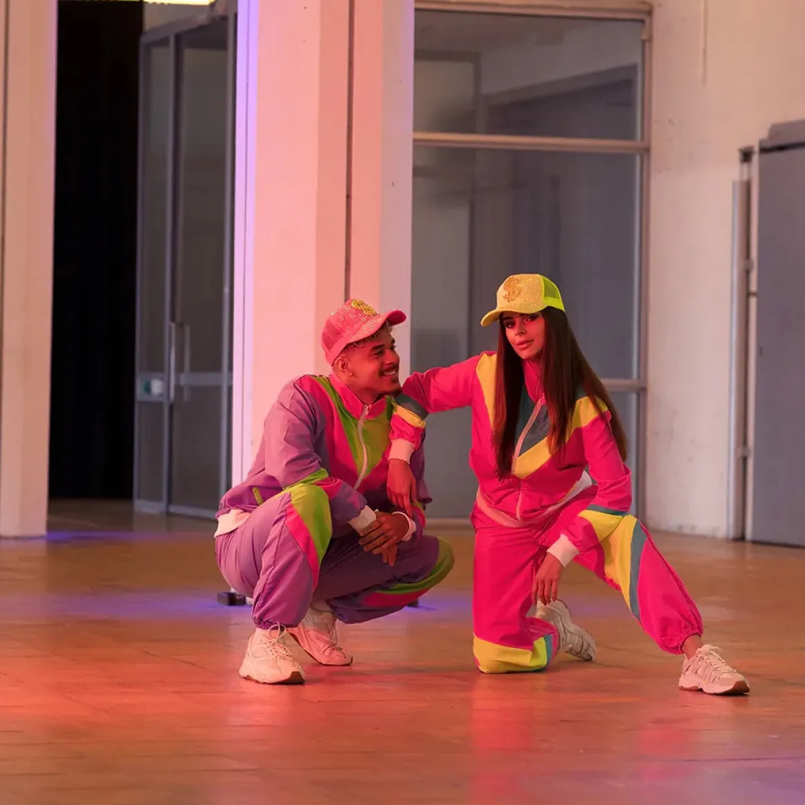 Träningsoverall, neon rosa