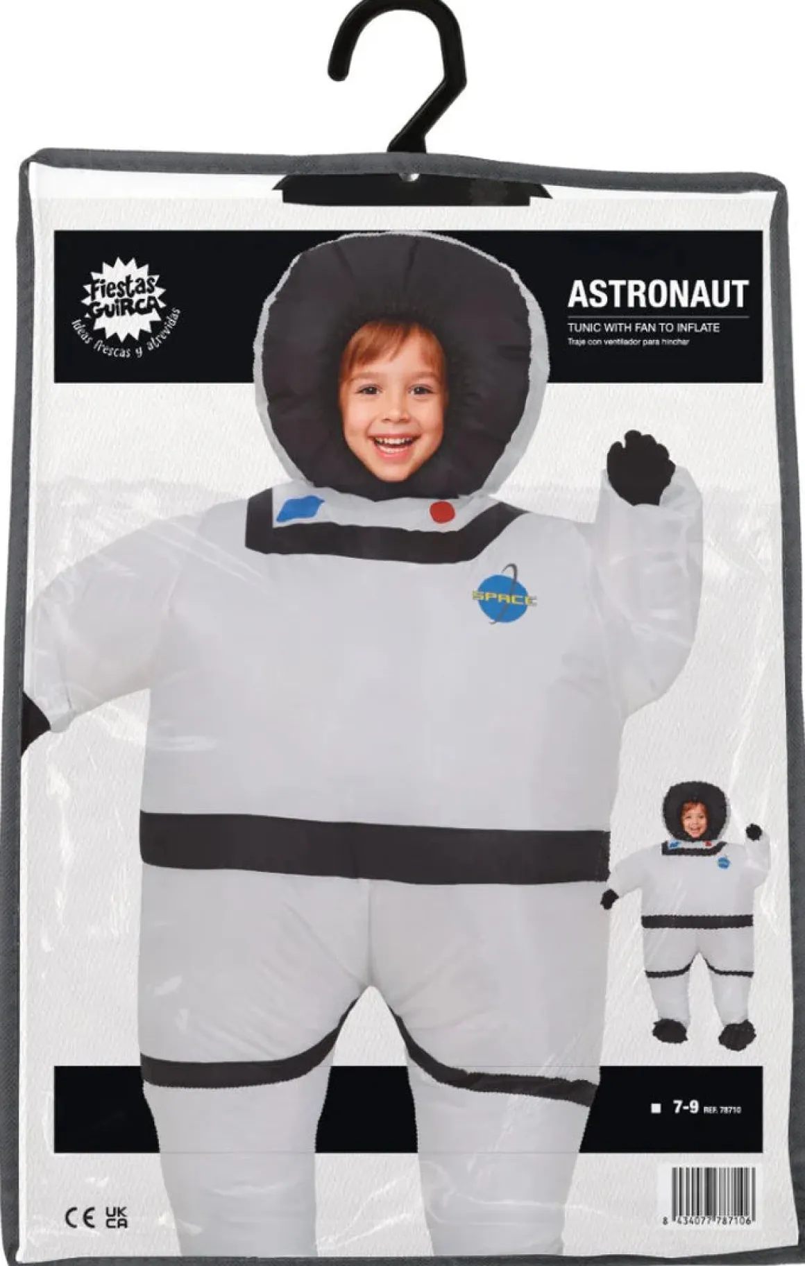 Uppblåsbar barndräkt, astronaut 7-9 år
