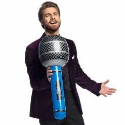 Uppblåsbar mikrofon, blå 76 cm