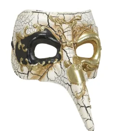 Venetiansk mask, vit/svart/guld