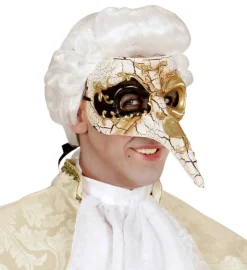 Venetiansk mask, vit/svart/guld