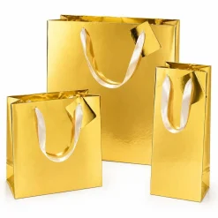 Vinpåse, guld 30,5x12,5x9 cm
